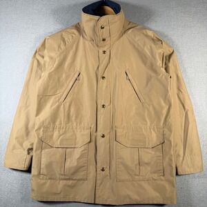 Vintage Columbia Mens Tan Gore Tex Hooded Jacket Size Large Waterproof Outdoor